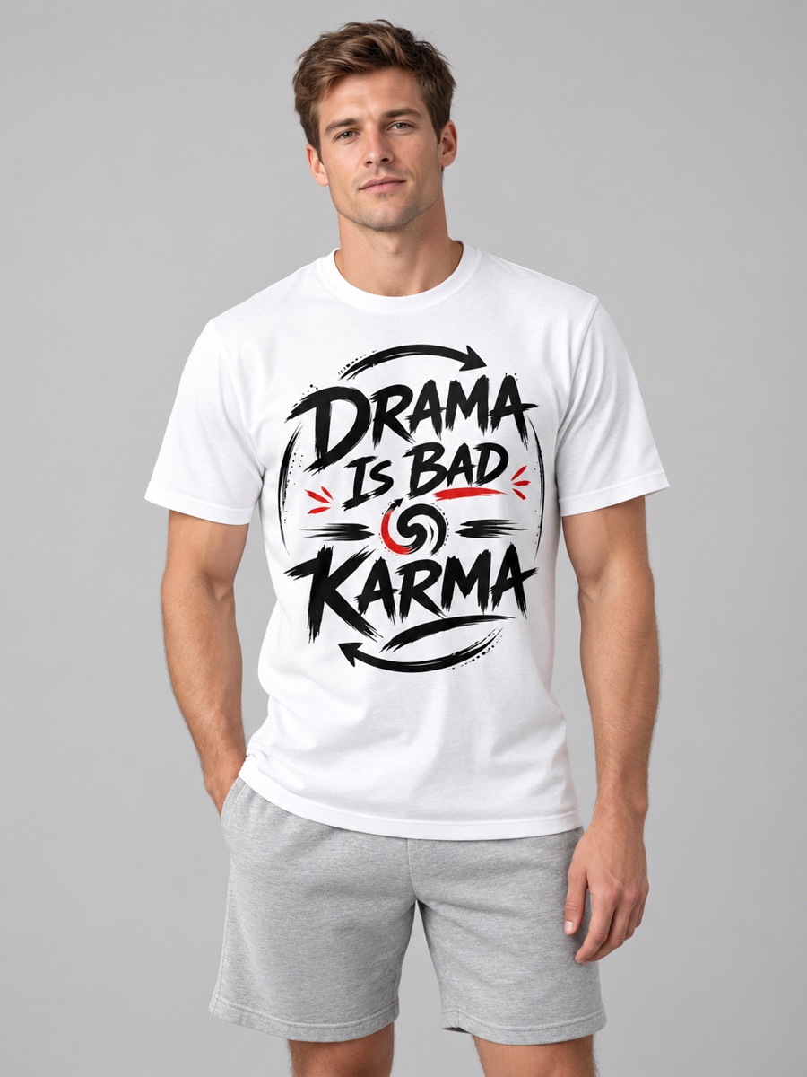 Drama Is Bad Karma tee worn